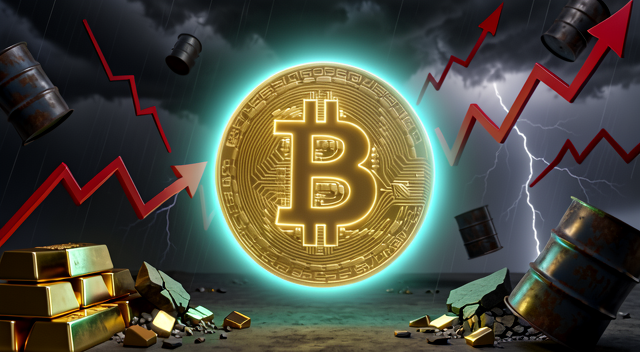 美伊開戰四輪了，黃金油價股票全在抖，比特幣怎麼還在 $63,800 晃？是福還是禍？ 封面圖